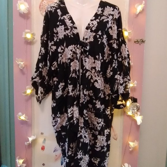 Kimono floral Maya Spiritual Gangster taille unique noir neuf avec